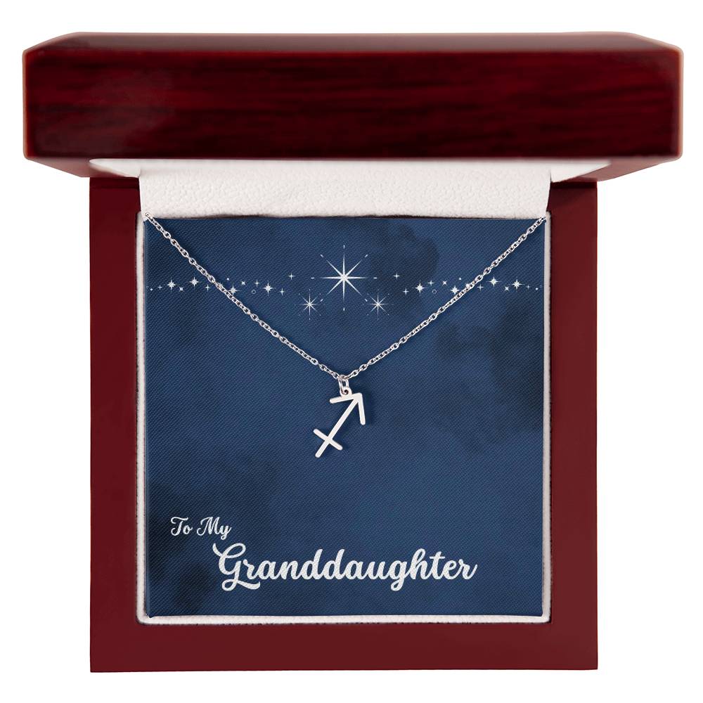 To My Granddaughter Zodiac Necklace, Select Zodiac Symbol - Starry Night - Get Deerty