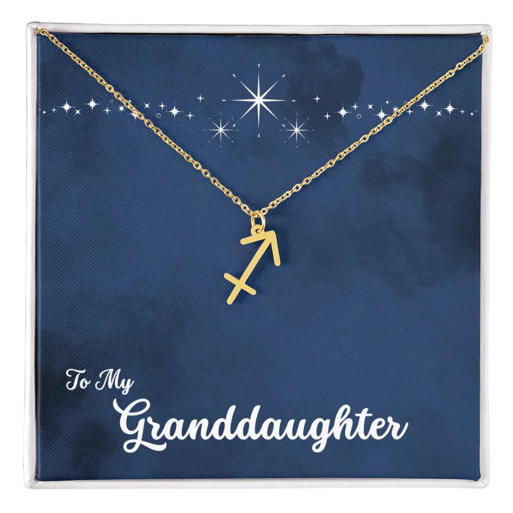 To My Granddaughter Zodiac Necklace, Select Zodiac Symbol - Starry Night - Get Deerty