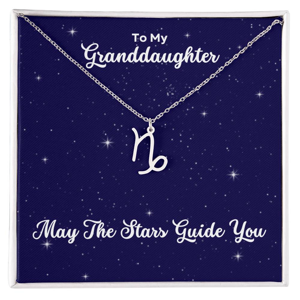 To My Granddaughter May The Stars Guide You, Zodiac Necklace - Select Zodiac Symbol - Get Deerty