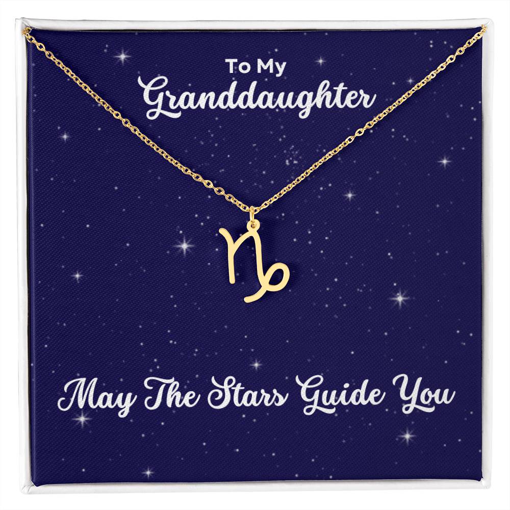 To My Granddaughter May The Stars Guide You, Zodiac Necklace - Select Zodiac Symbol - Get Deerty