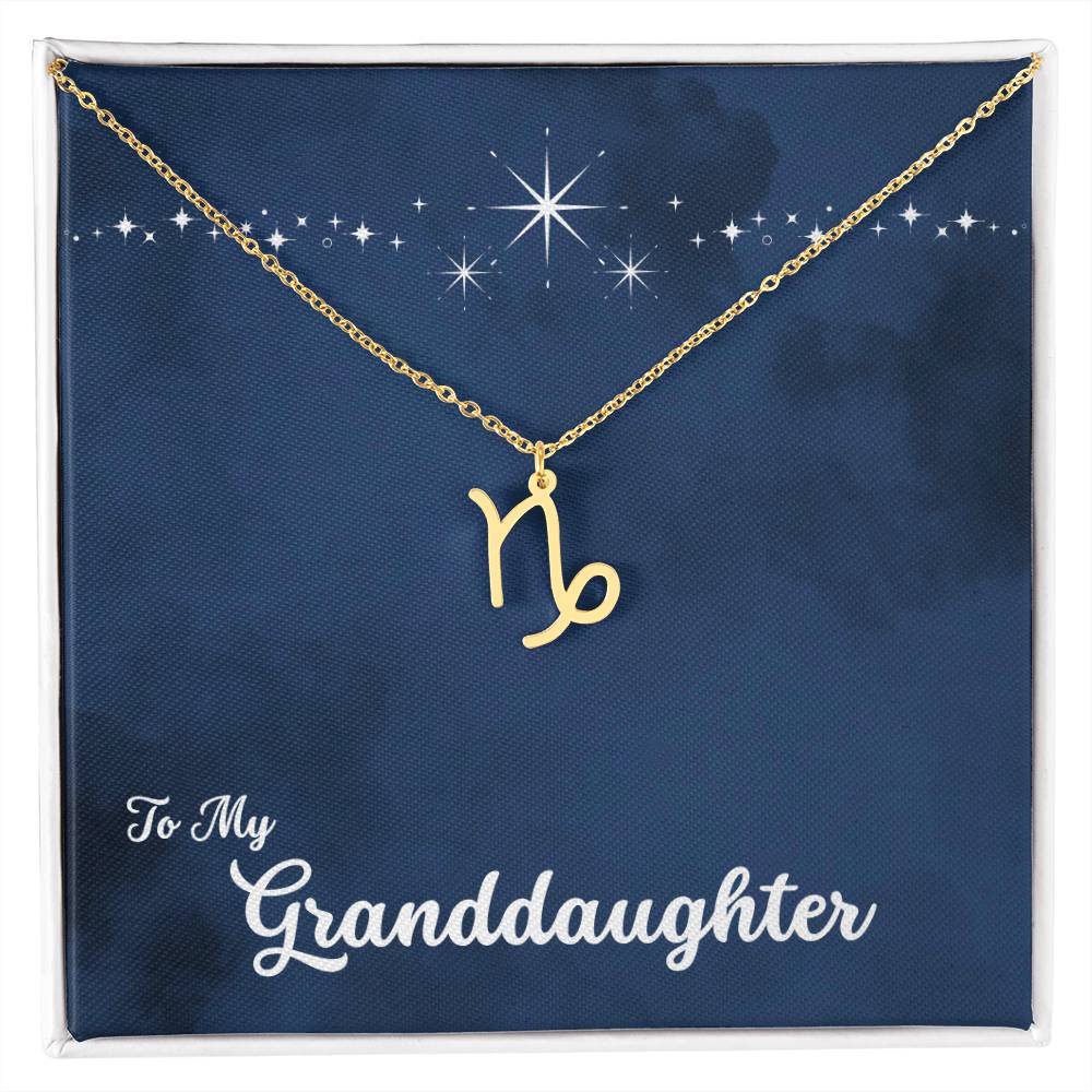 To My Granddaughter Zodiac Necklace, Select Zodiac Symbol - Starry Night - Get Deerty
