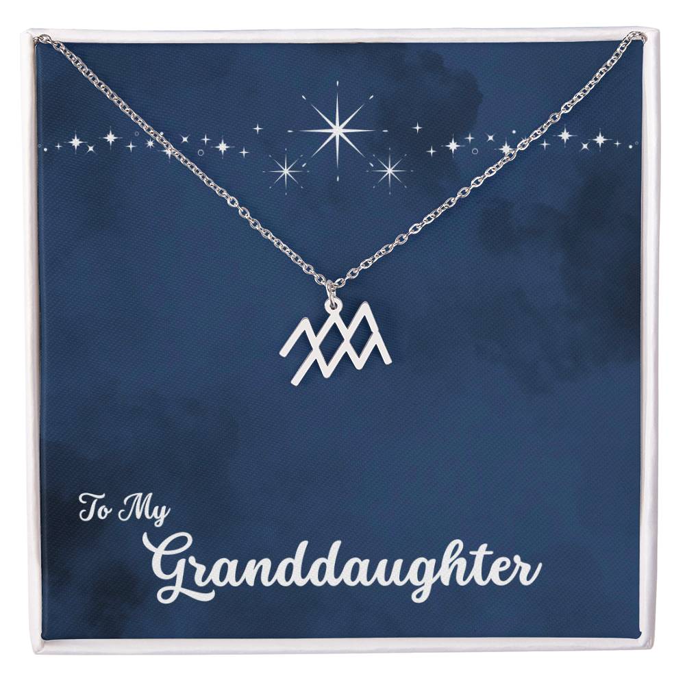 To My Granddaughter Zodiac Necklace, Select Zodiac Symbol - Starry Night - Get Deerty