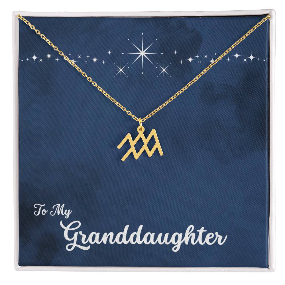 To My Granddaughter Zodiac Necklace, Select Zodiac Symbol - Starry Night - Get Deerty