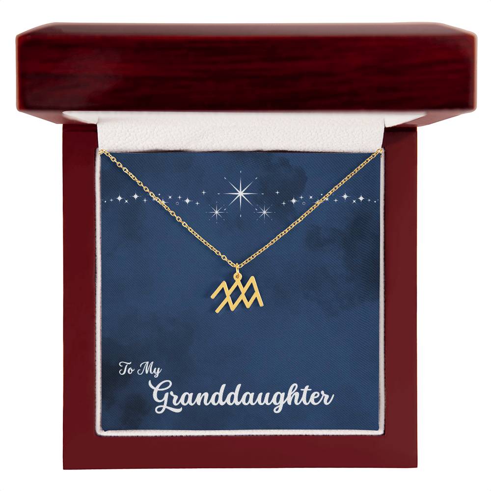 To My Granddaughter Zodiac Necklace, Select Zodiac Symbol - Starry Night - Get Deerty