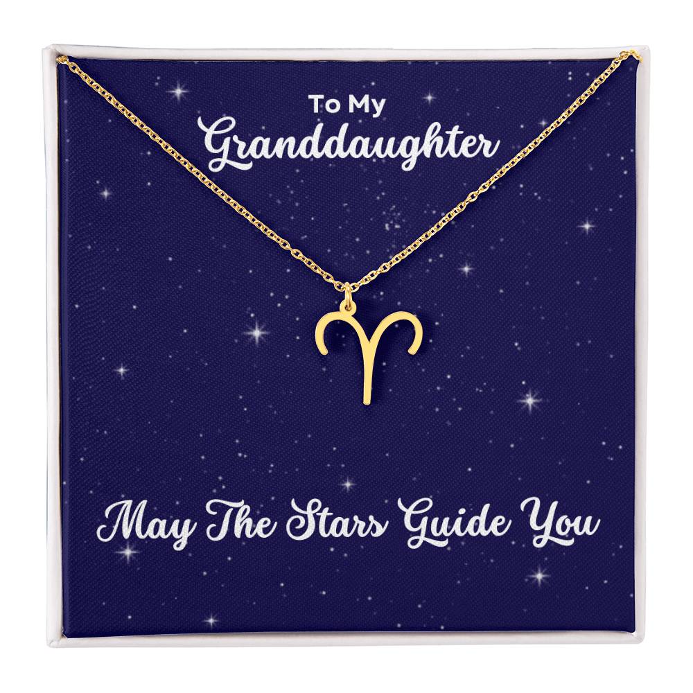 To My Granddaughter May The Stars Guide You, Zodiac Necklace - Select Zodiac Symbol - Get Deerty