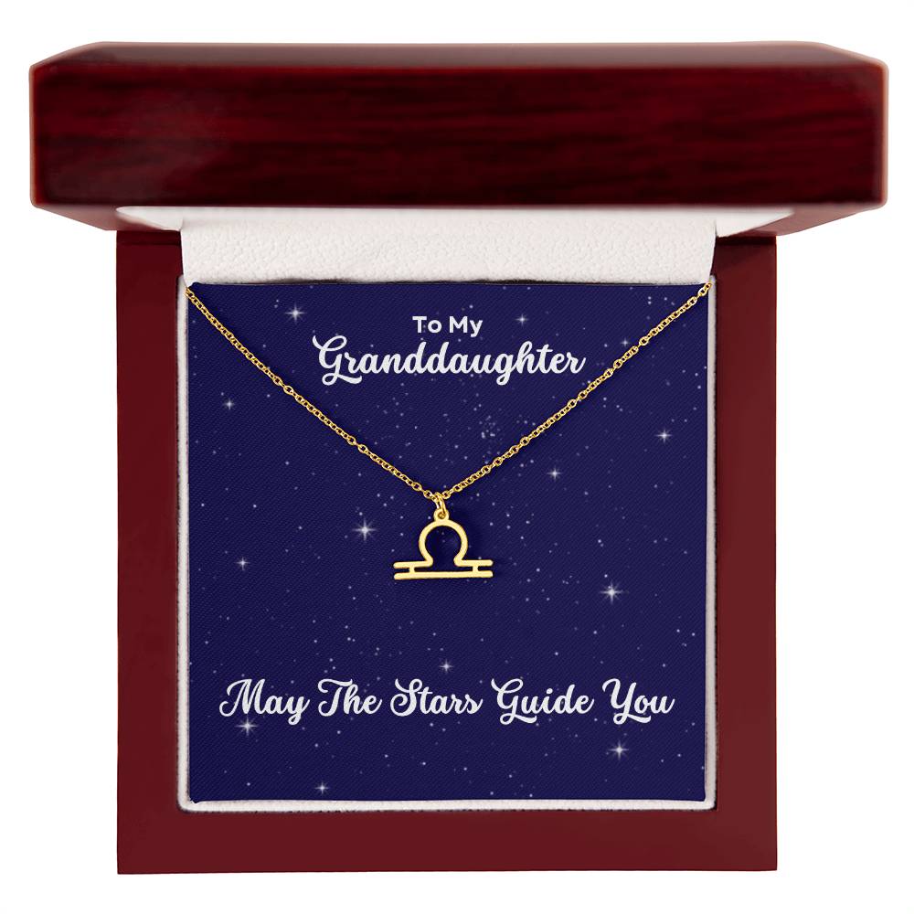 To My Granddaughter May The Stars Guide You, Zodiac Necklace - Select Zodiac Symbol - Get Deerty