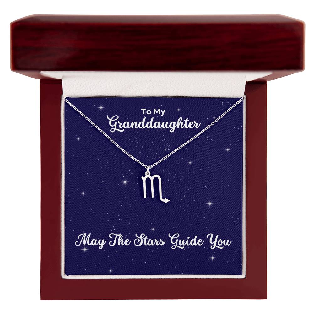 To My Granddaughter May The Stars Guide You, Zodiac Necklace - Select Zodiac Symbol - Get Deerty
