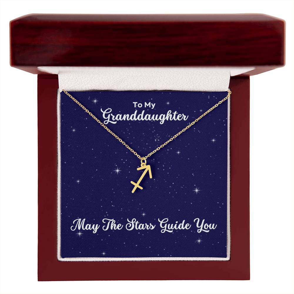 To My Granddaughter May The Stars Guide You, Zodiac Necklace - Select Zodiac Symbol - Get Deerty