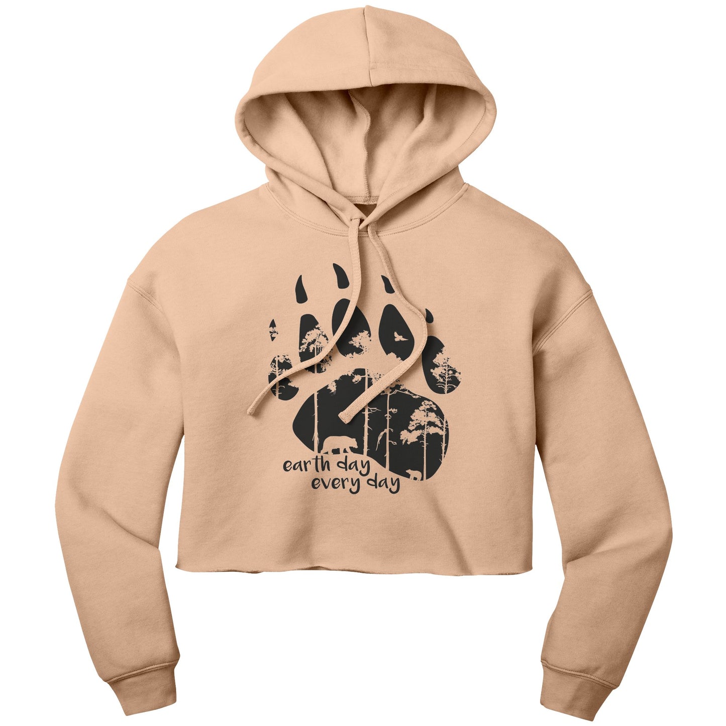 Earth Day Every Day Bear Paw Women's Crop Fleece Hoodie - Get Deerty