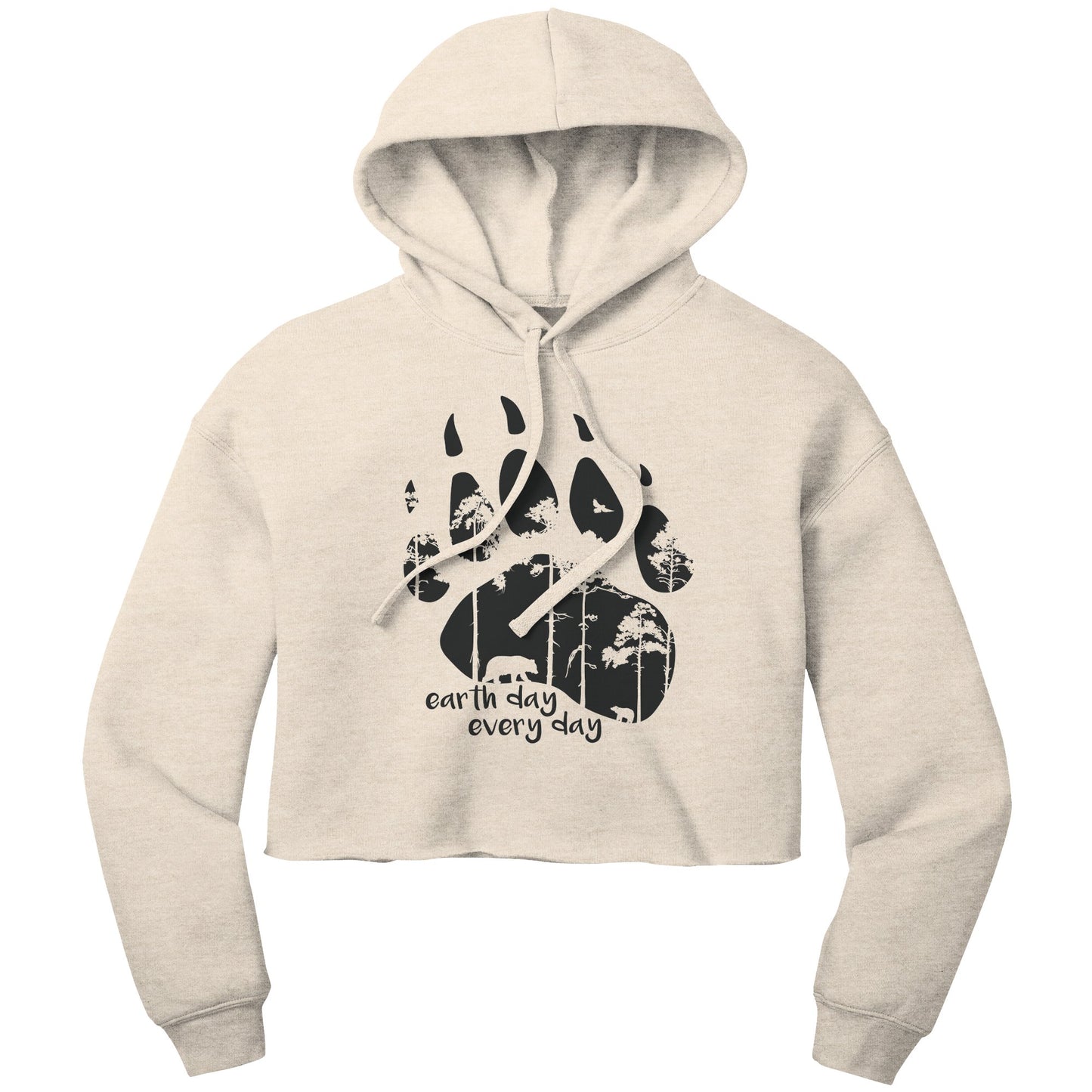 Earth Day Every Day Bear Paw Women's Crop Fleece Hoodie - Get Deerty