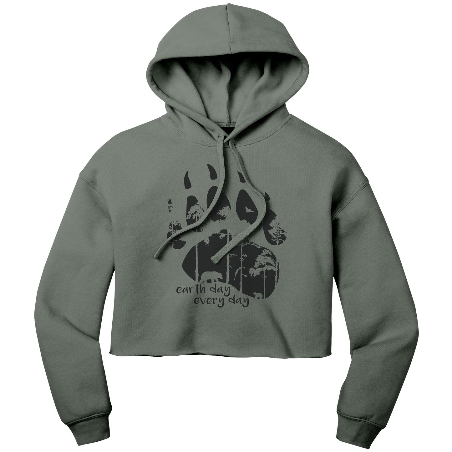 Earth Day Every Day Bear Paw Women's Crop Fleece Hoodie - Get Deerty