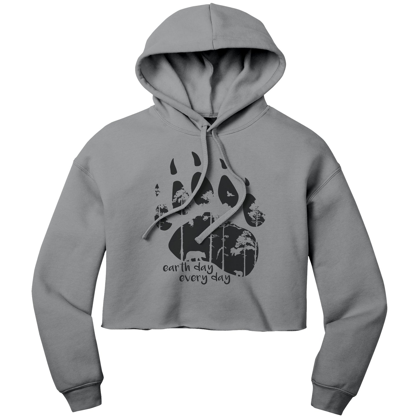 Earth Day Every Day Bear Paw Women's Crop Fleece Hoodie - Get Deerty