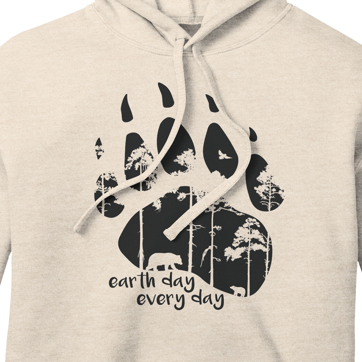 Earth Day Every Day Bear Paw Women's Crop Fleece Hoodie - Get Deerty