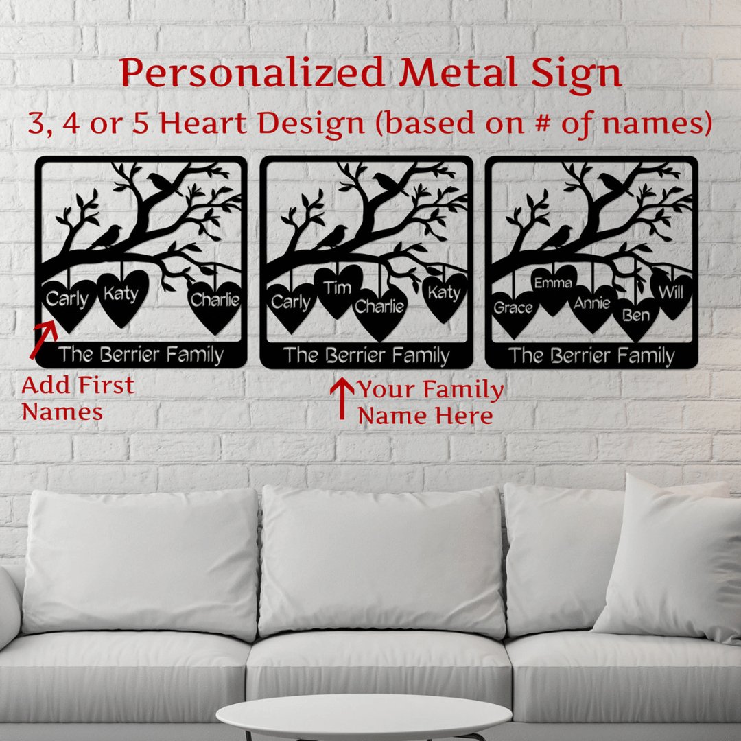 Family Tree Branch Personalized Metal Sign Gift for Mother's Day - Get Deerty