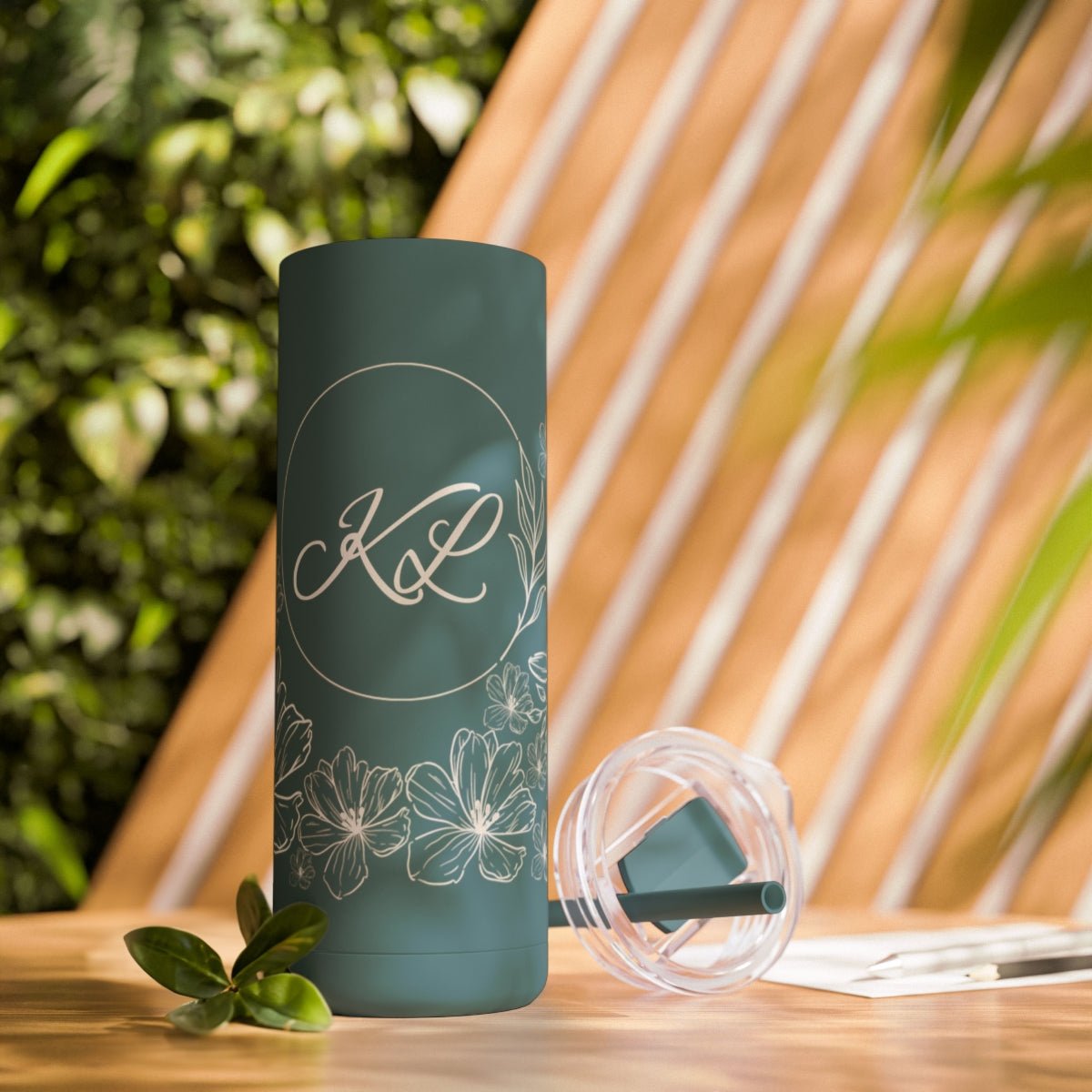 Floral Wrap Personalized with Initials Maars Maker Skinny Matte Tumbler, 20oz - Get Deerty