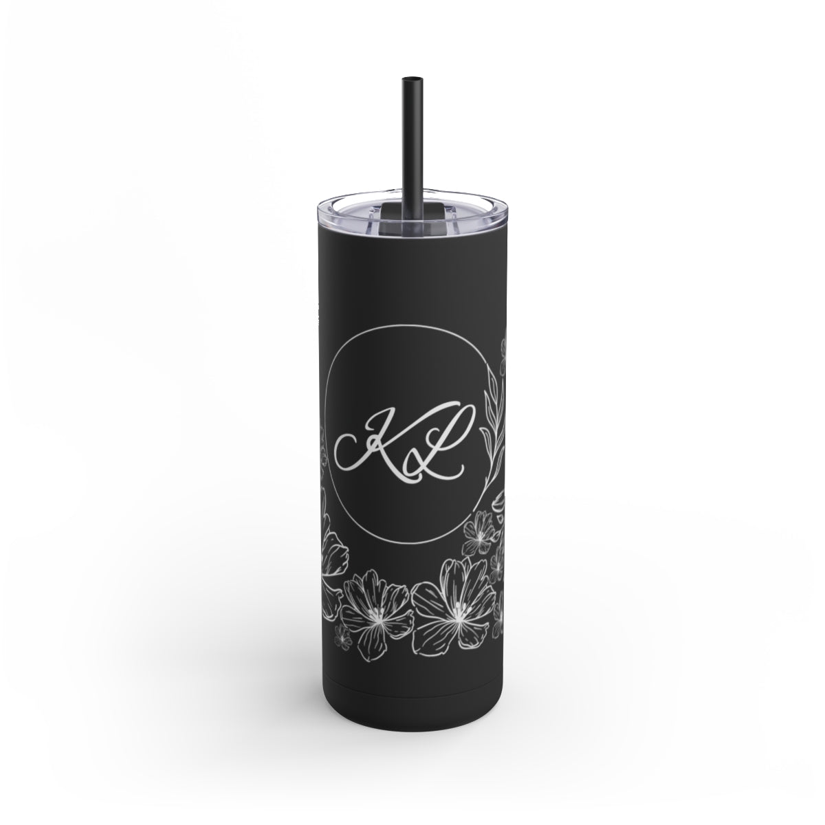 Floral Wrap Personalized with Initials Maars Maker Skinny Matte Tumbler, 20oz - Get Deerty