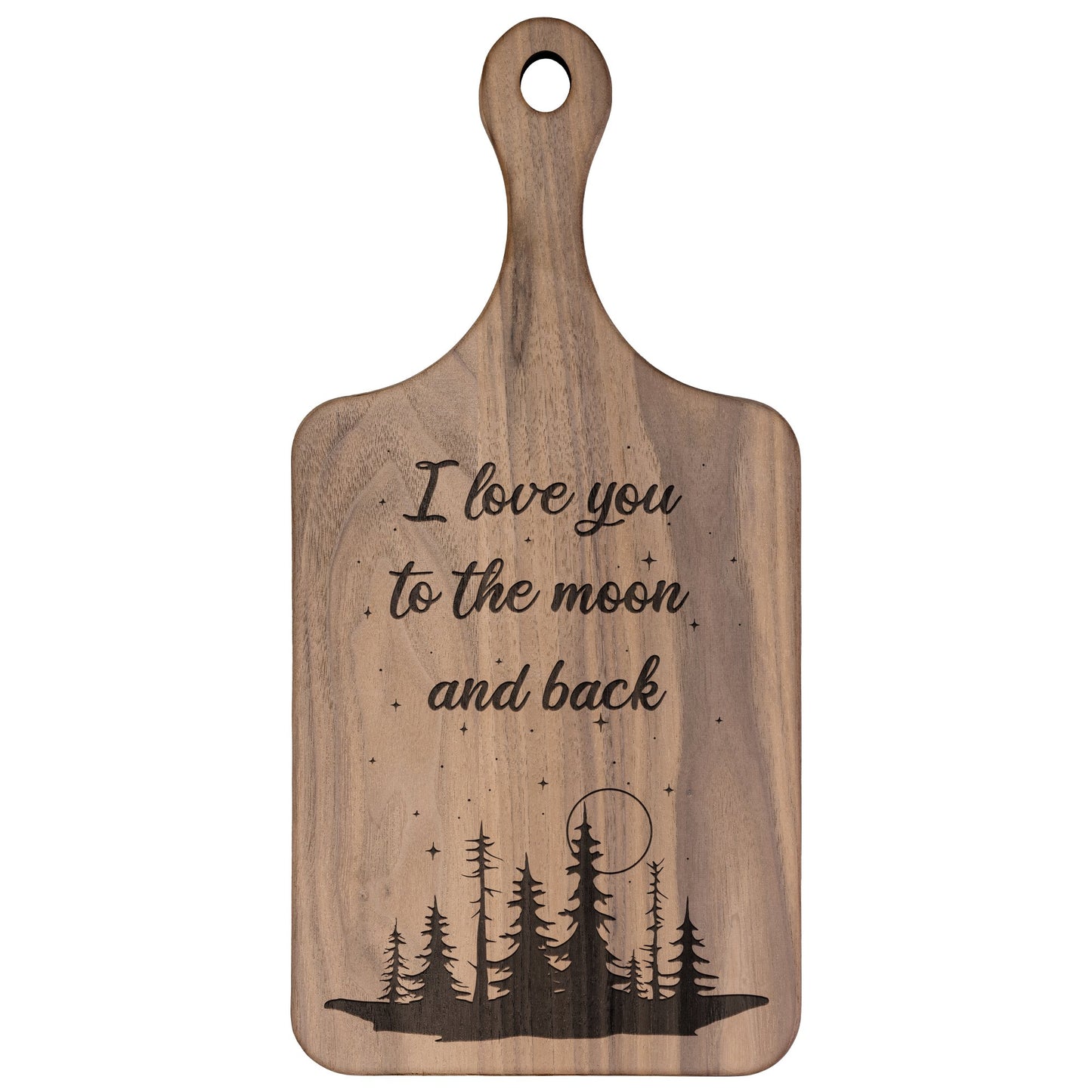 I Love You to the Moon and Back Hardwood Paddle Cutting Board - Get Deerty