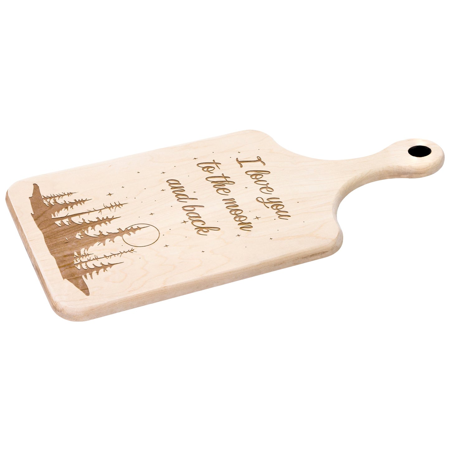 I Love You to the Moon and Back Hardwood Paddle Cutting Board - Get Deerty