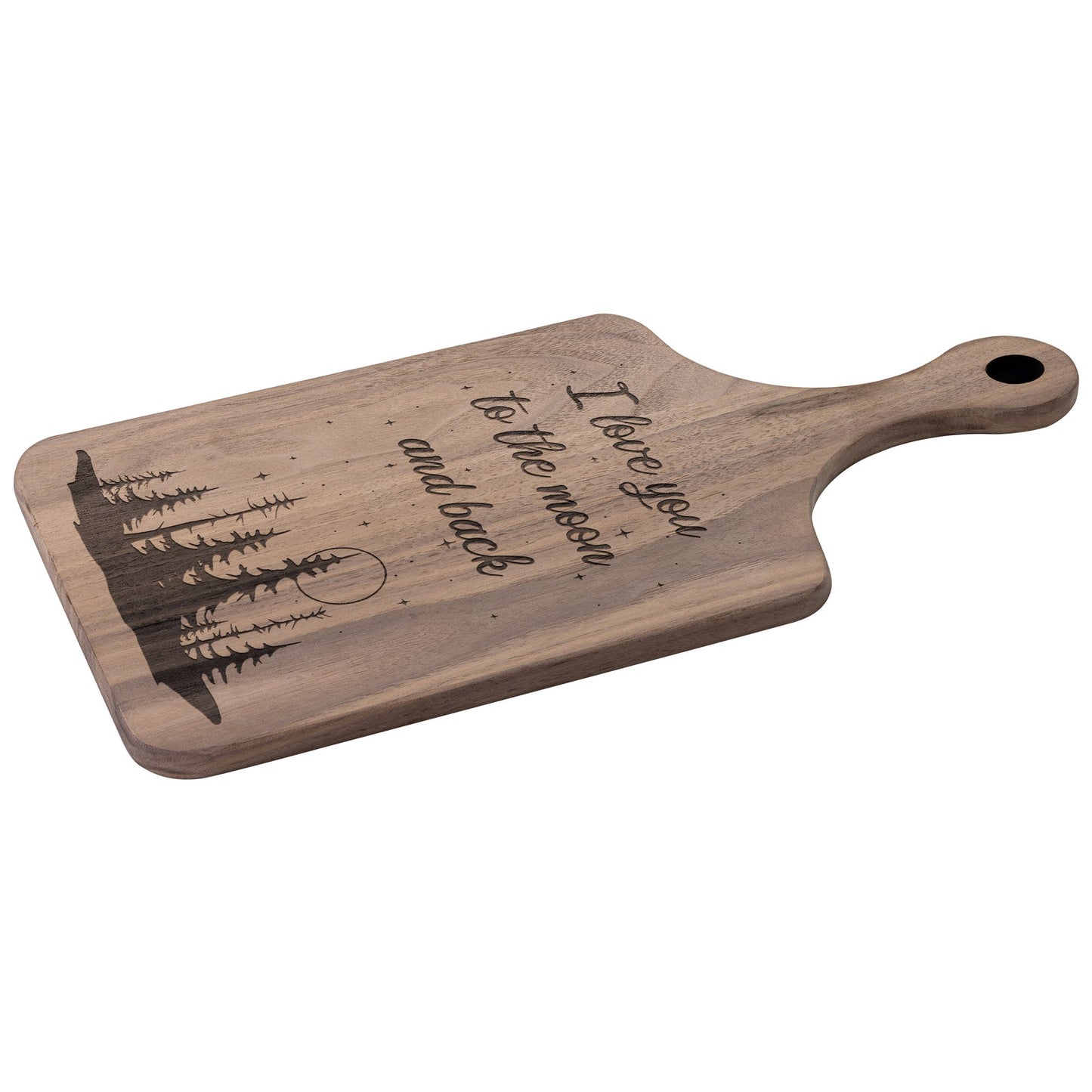 I Love You to the Moon and Back Hardwood Paddle Cutting Board - Get Deerty