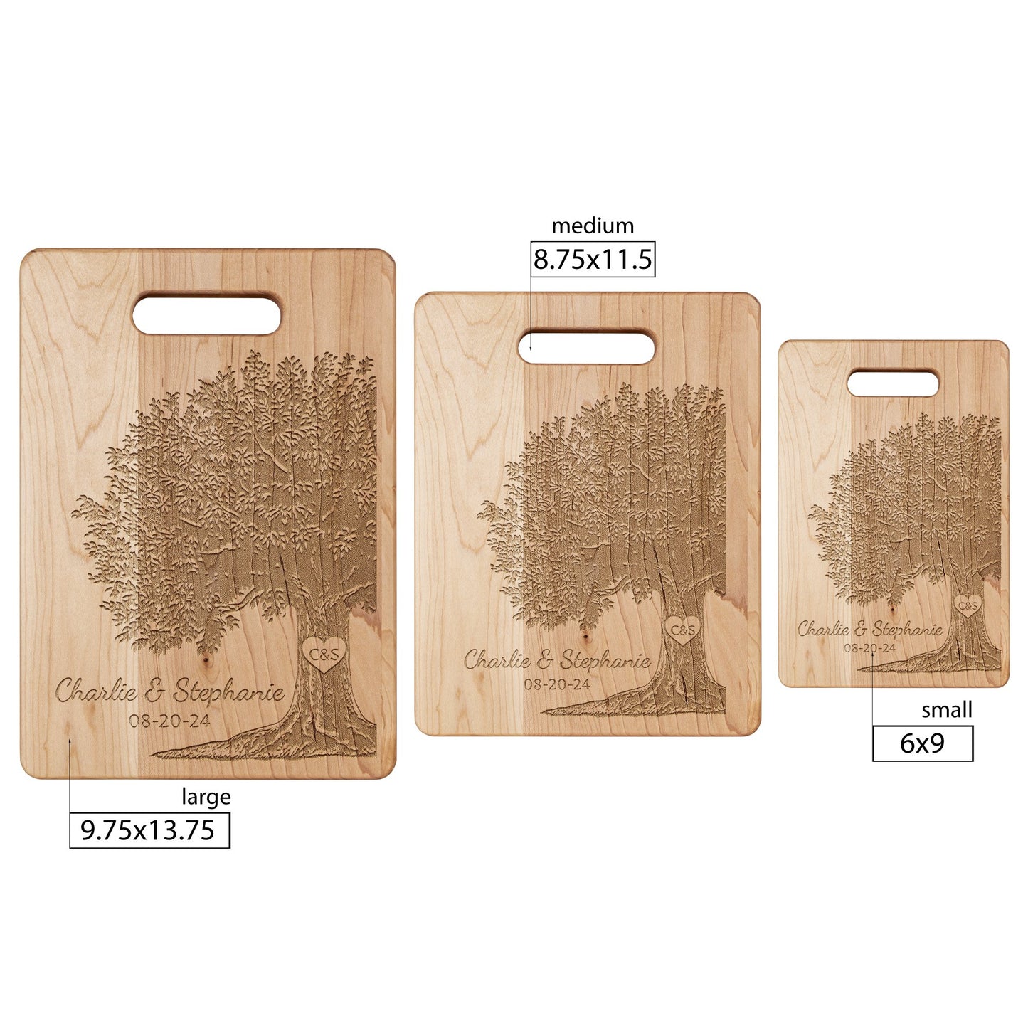 Initialed Love Tree - Maple Cutting Board - Get Deerty