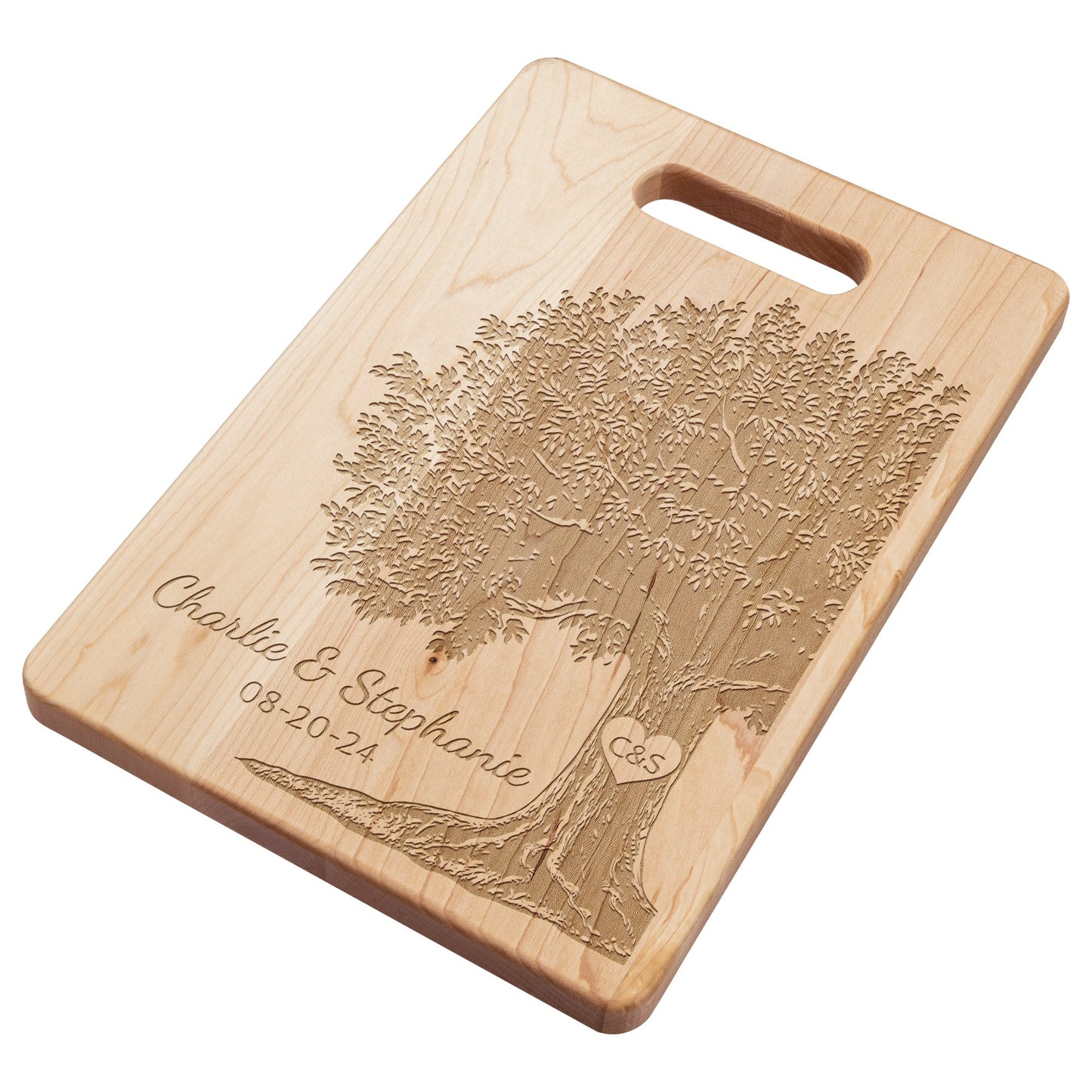 Initialed Love Tree - Maple Cutting Board - Get Deerty