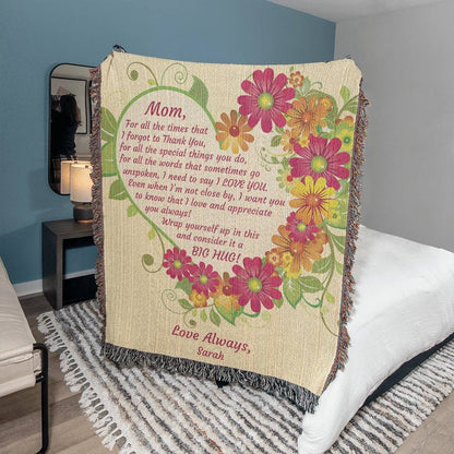 Letter to Mom Personalized Heirloom Blanket Vintage Yellow and Flowers - Get Deerty