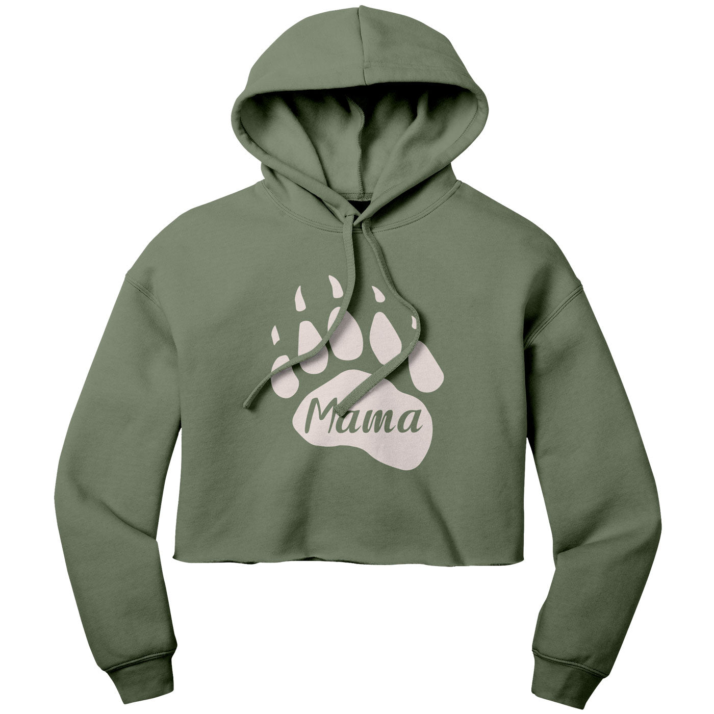 Mama Bear Paw Women's Crop Fleece Hoodie - Get Deerty