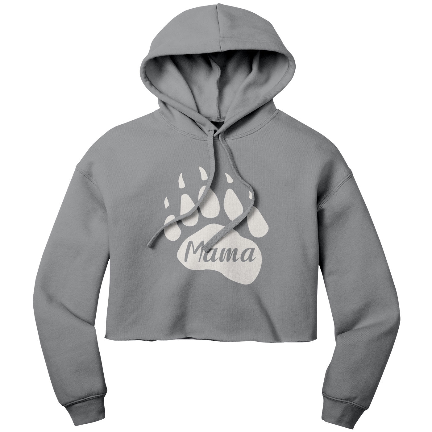 Mama Bear Paw Women's Crop Fleece Hoodie - Get Deerty