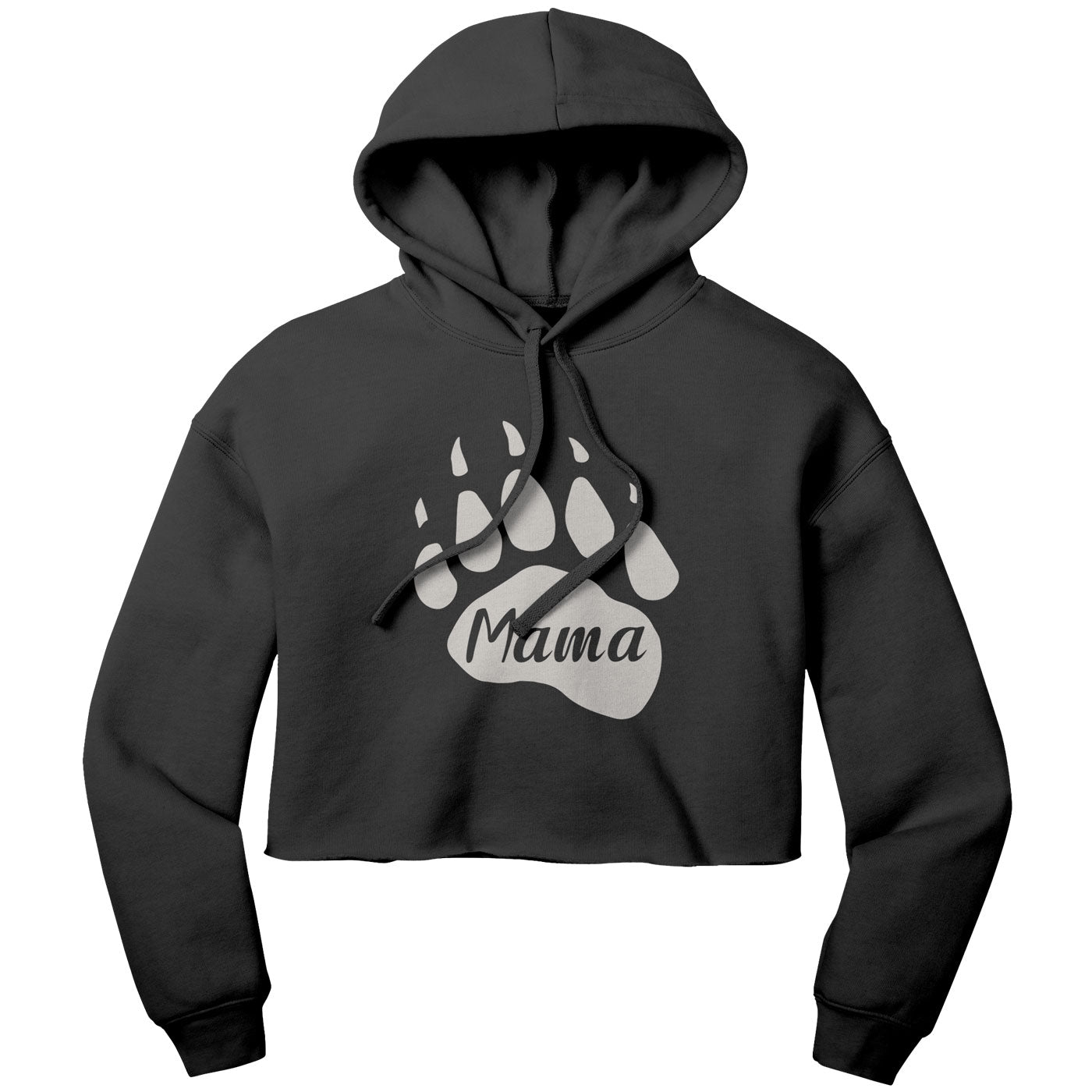 Mama Bear Paw Women's Crop Fleece Hoodie - Get Deerty