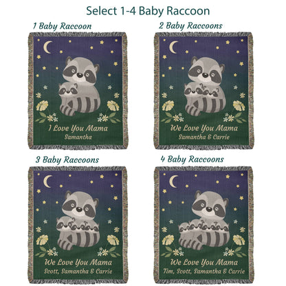 Mama Raccoon Personalized Heirloom Woven Blanket - Get Deerty