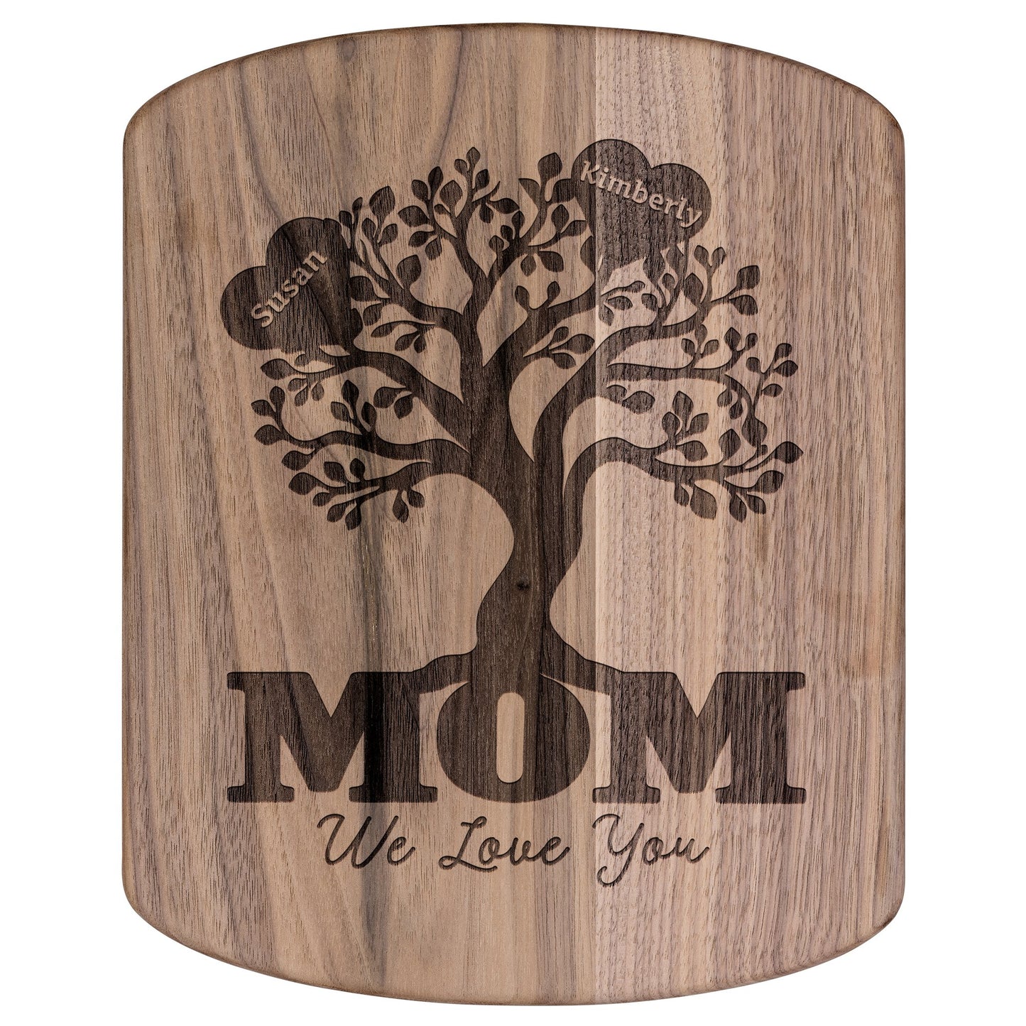 Mom Family Tree Personalized - Hardwood Oval Cutting Board - Get Deerty