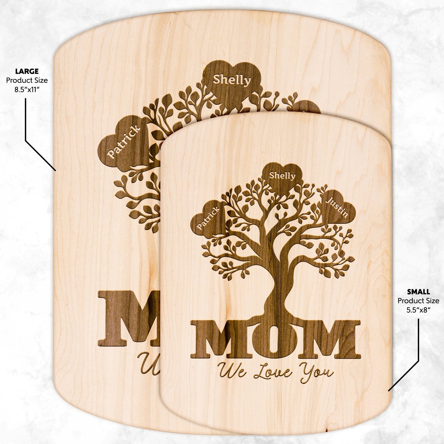 Mom Family Tree Personalized - Hardwood Oval Cutting Board - Get Deerty