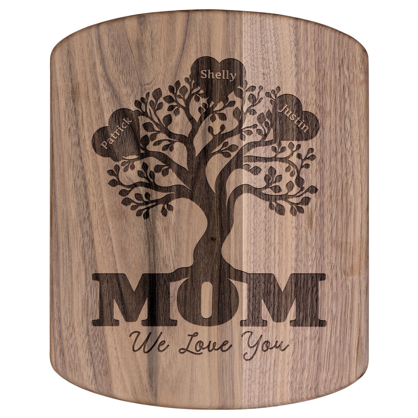 Mom Family Tree Personalized - Hardwood Oval Cutting Board - Get Deerty