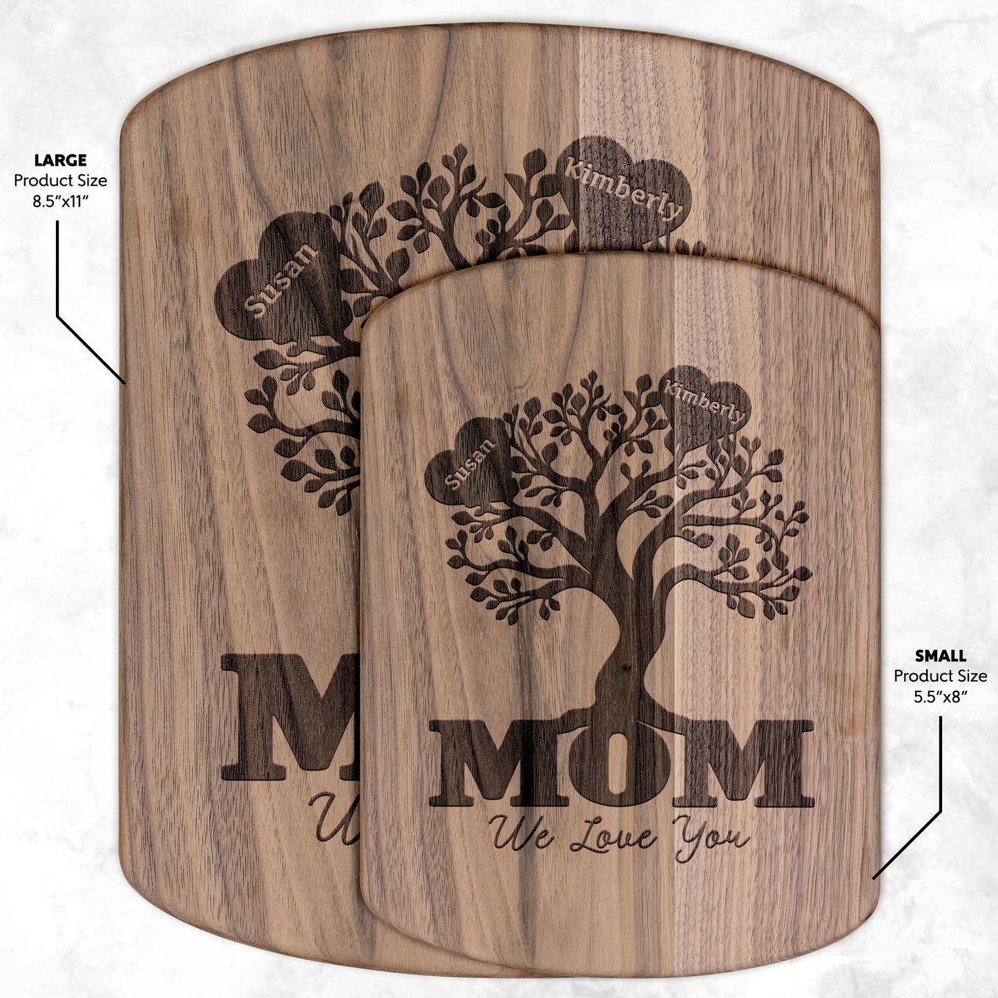 Mom Family Tree Personalized - Hardwood Oval Cutting Board - Get Deerty