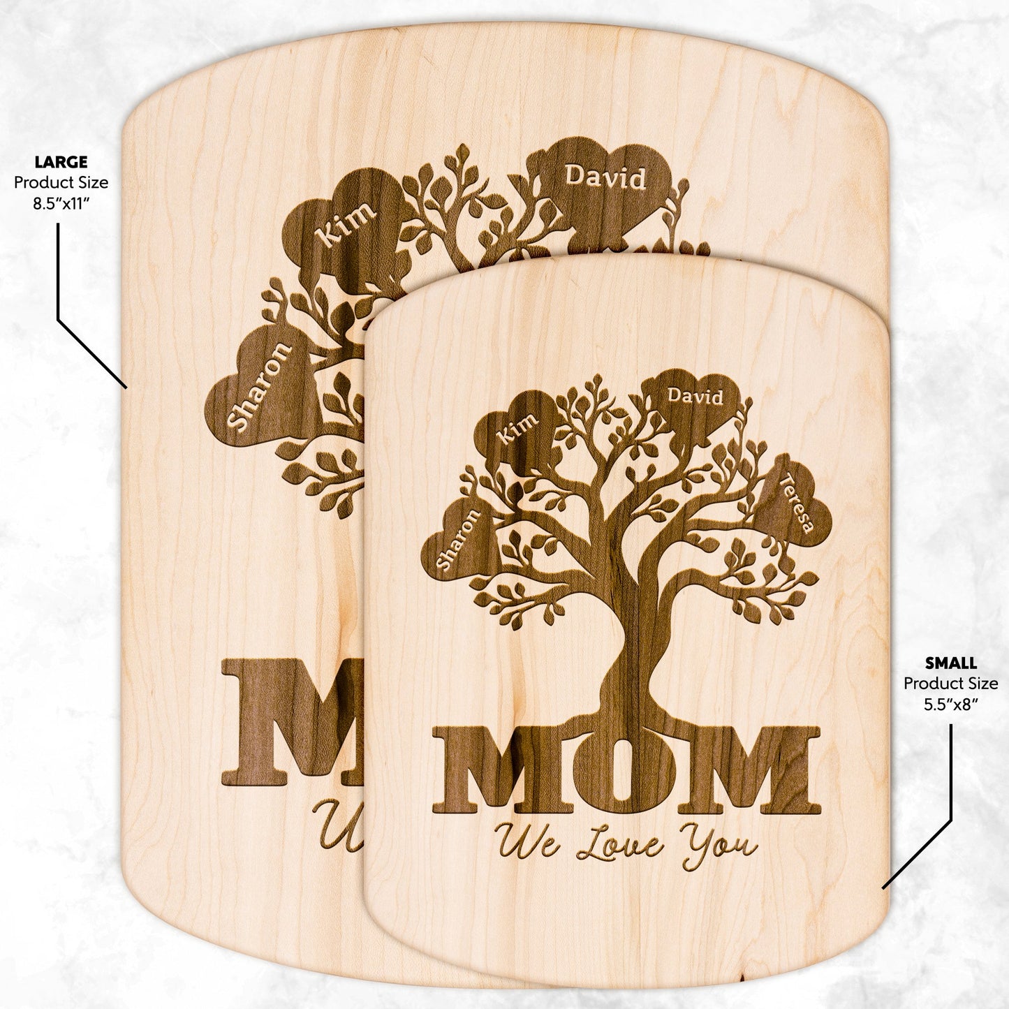 Mom Family Tree Personalized - Hardwood Oval Cutting Board - Get Deerty