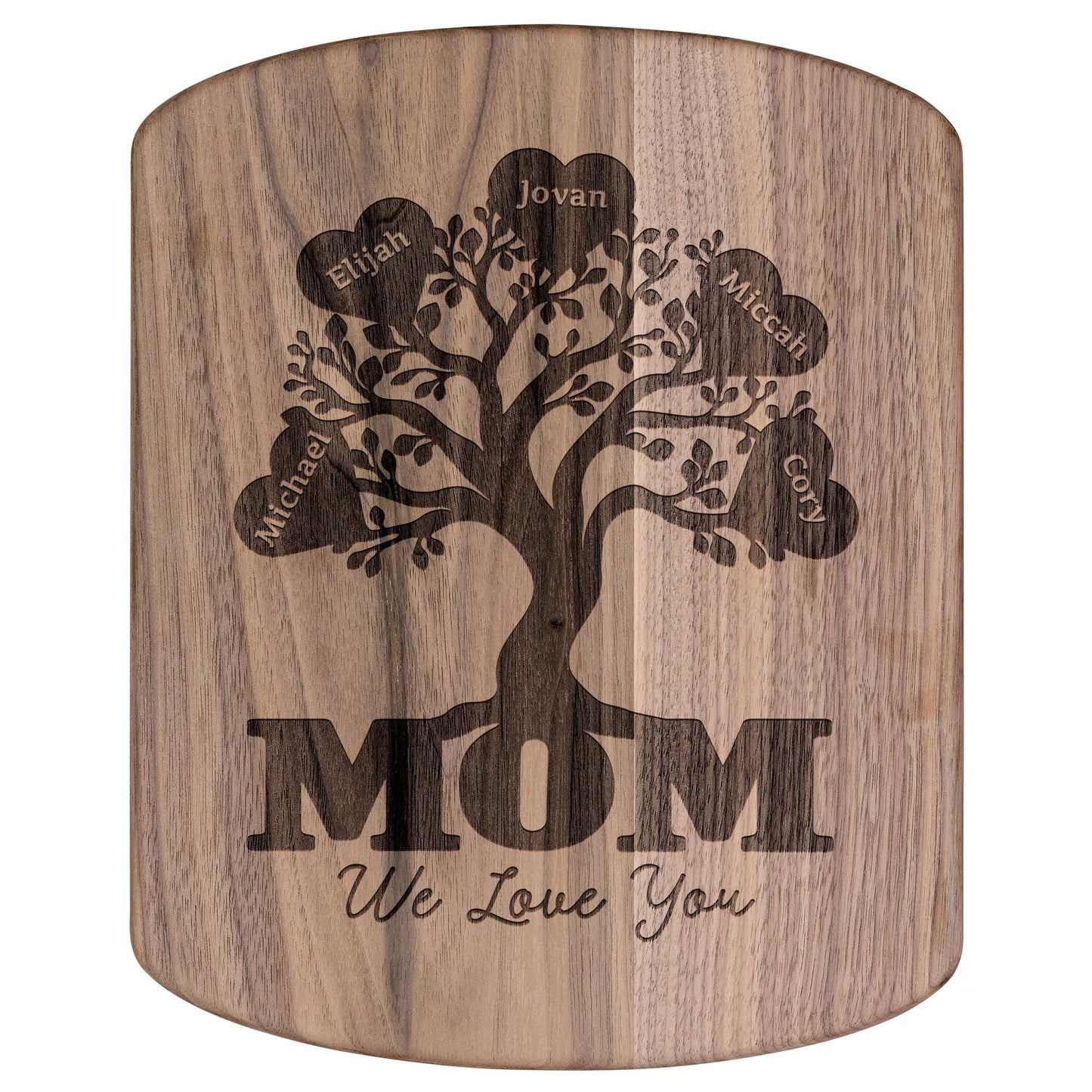 Mom Family Tree Personalized - Hardwood Oval Cutting Board - Get Deerty