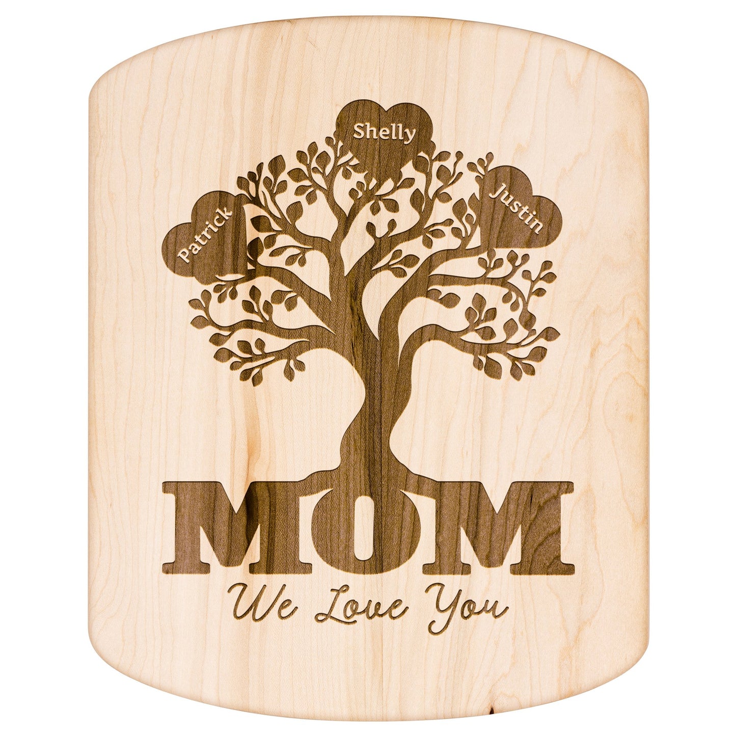Mom Family Tree Personalized - Hardwood Oval Cutting Board - Get Deerty