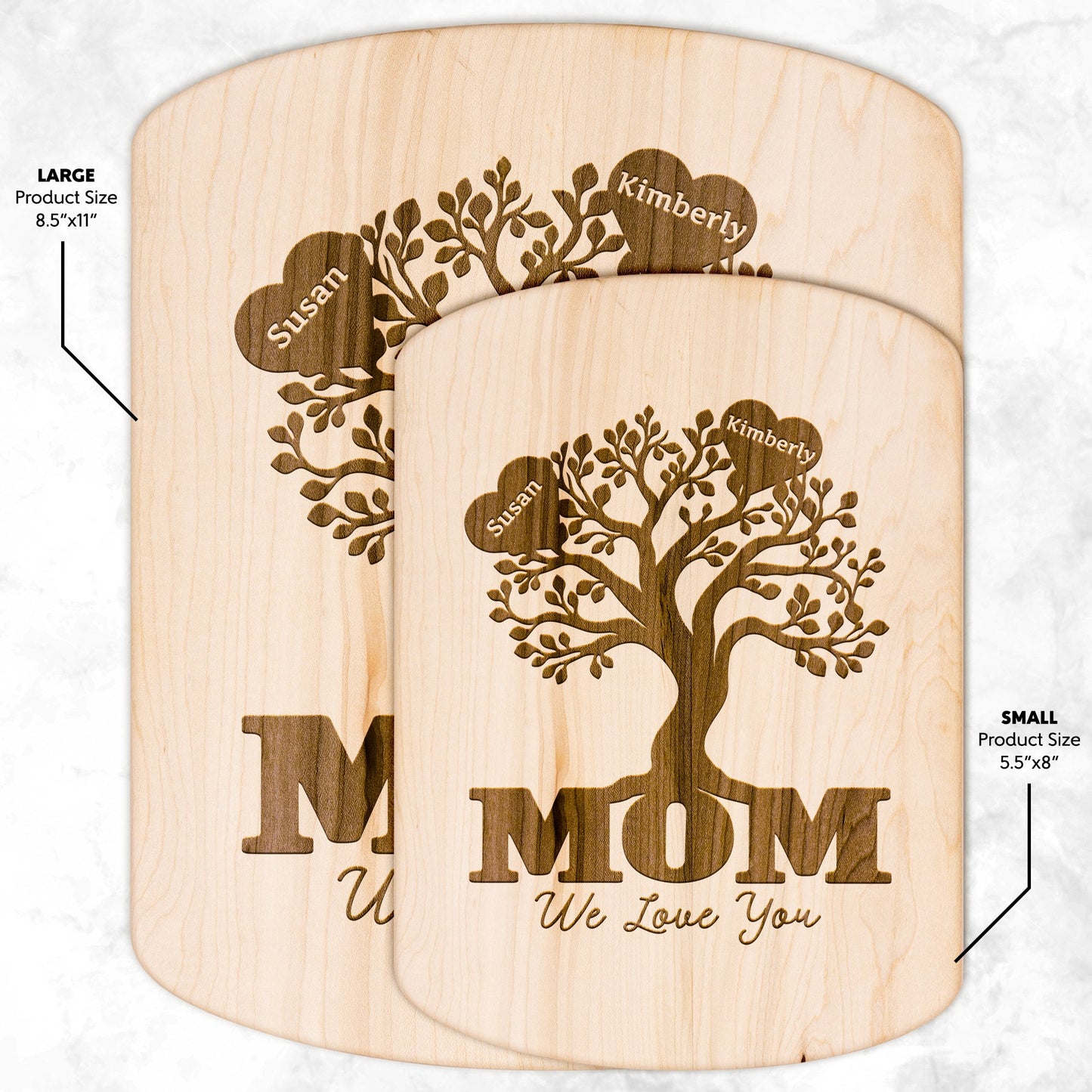 Mom Family Tree Personalized - Hardwood Oval Cutting Board - Get Deerty