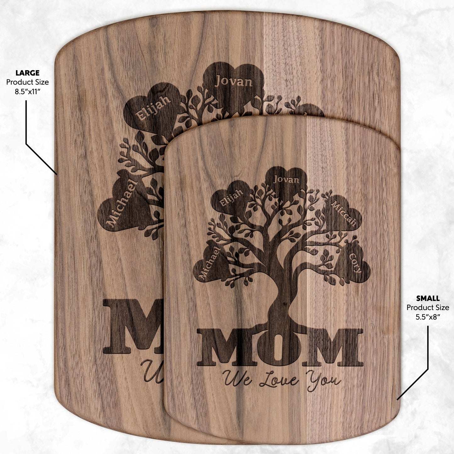 Mom Family Tree Personalized - Hardwood Oval Cutting Board - Get Deerty