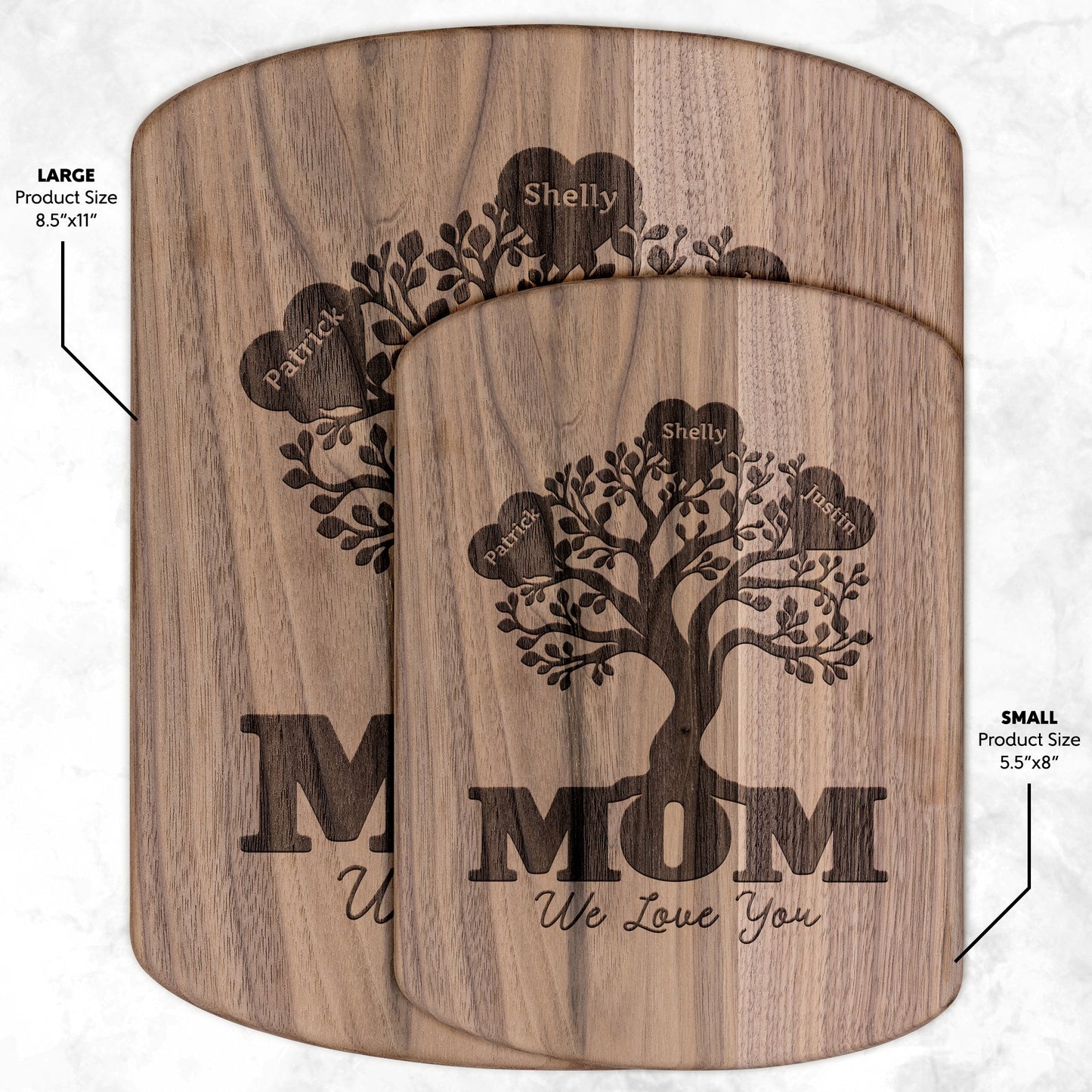 Mom Family Tree Personalized - Hardwood Oval Cutting Board - Get Deerty