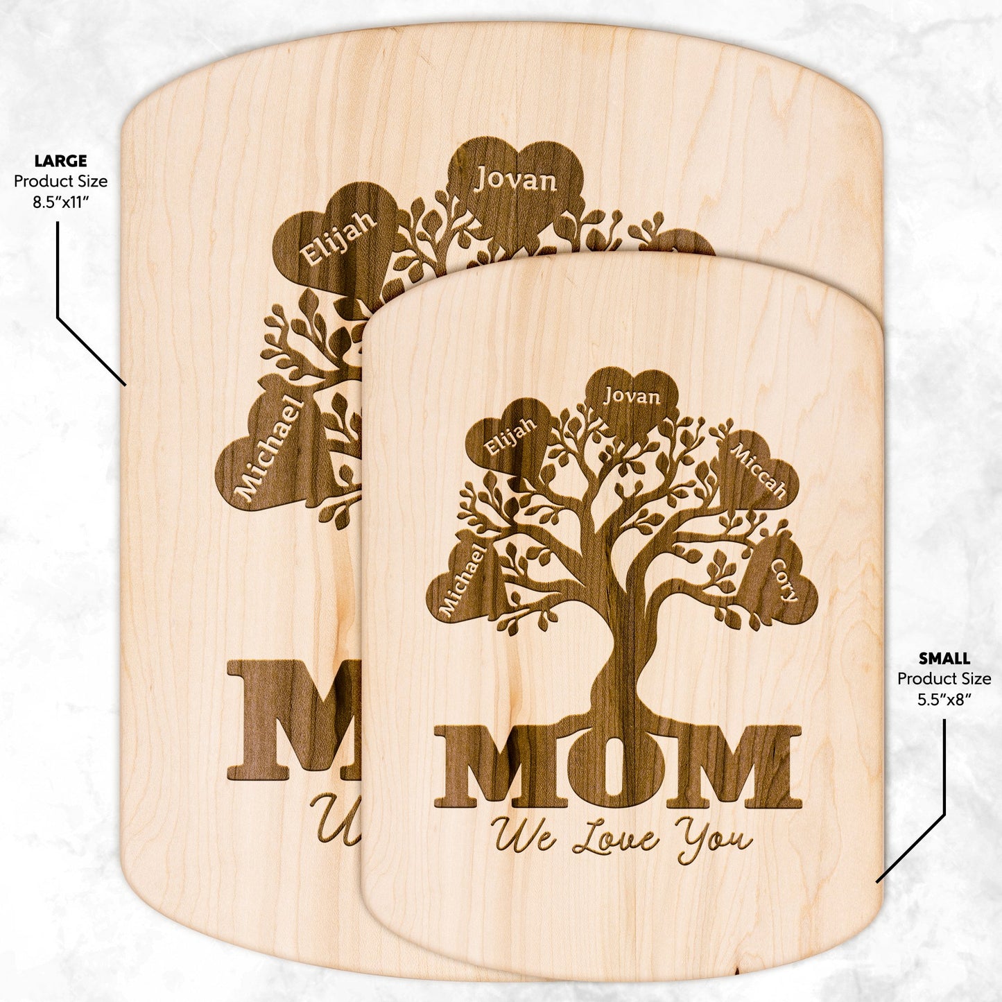 Mom Family Tree Personalized - Hardwood Oval Cutting Board - Get Deerty