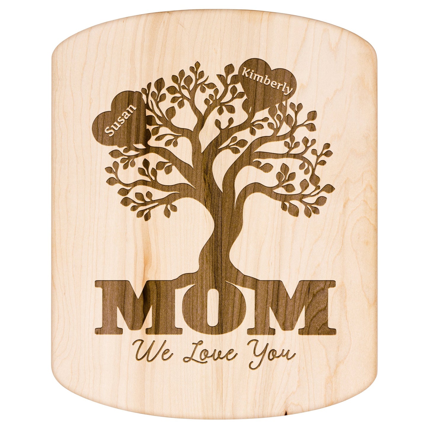 Mom Family Tree Personalized - Hardwood Oval Cutting Board - Get Deerty