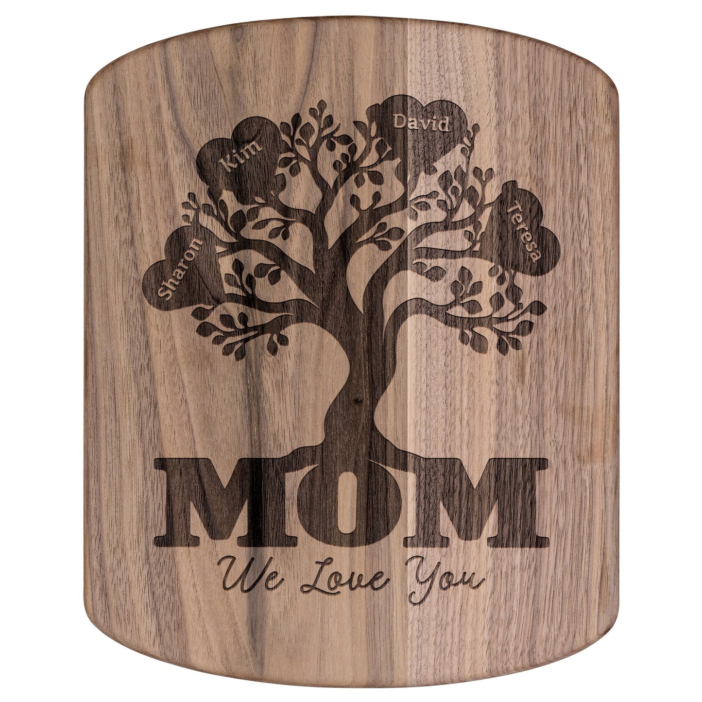 Mom Family Tree Personalized - Hardwood Oval Cutting Board - Get Deerty
