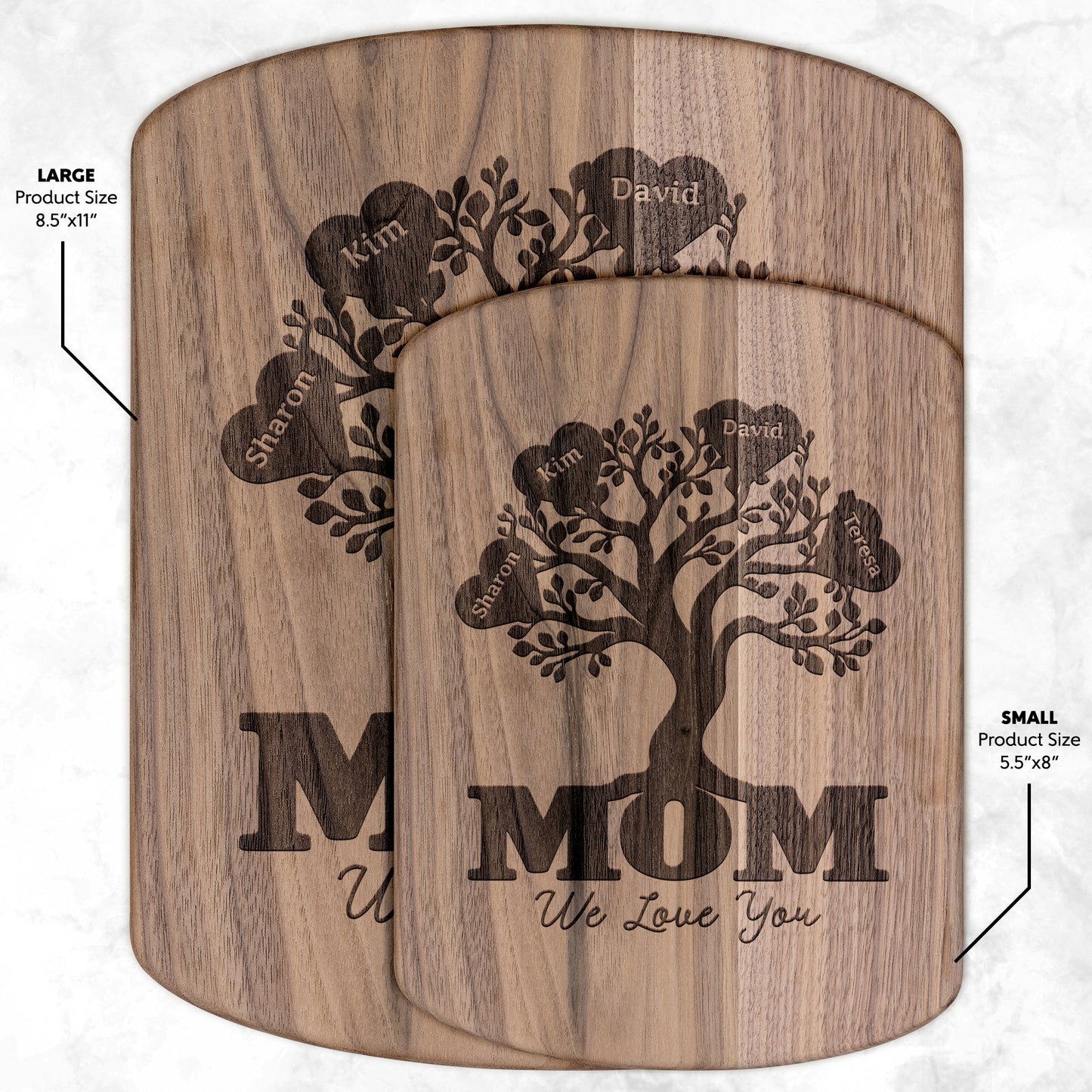 Mom Family Tree Personalized - Hardwood Oval Cutting Board - Get Deerty