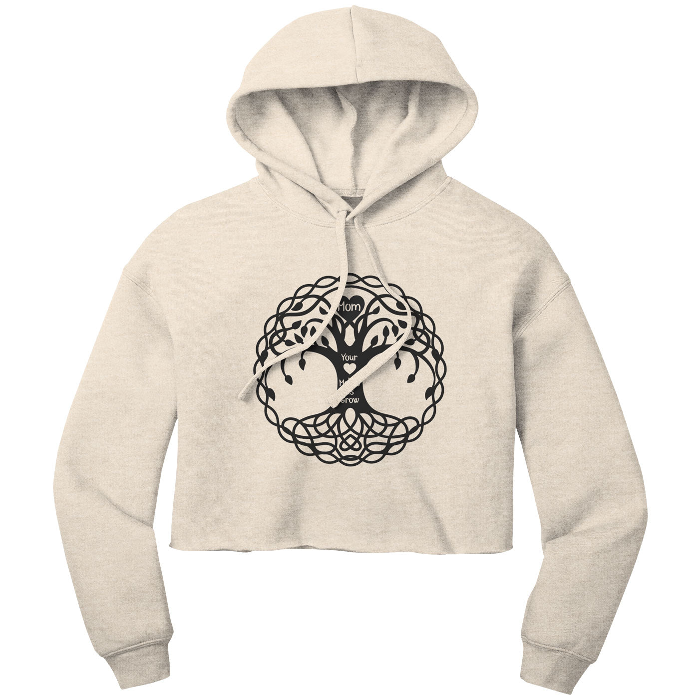 Mom Your Loves Make Us Grow Celtic Tree Women's Crop Fleece Hoodie - Get Deerty