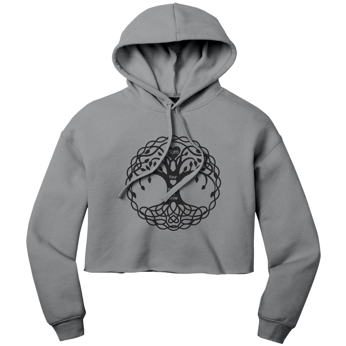 Mom Your Loves Make Us Grow Celtic Tree Women's Crop Fleece Hoodie - Get Deerty