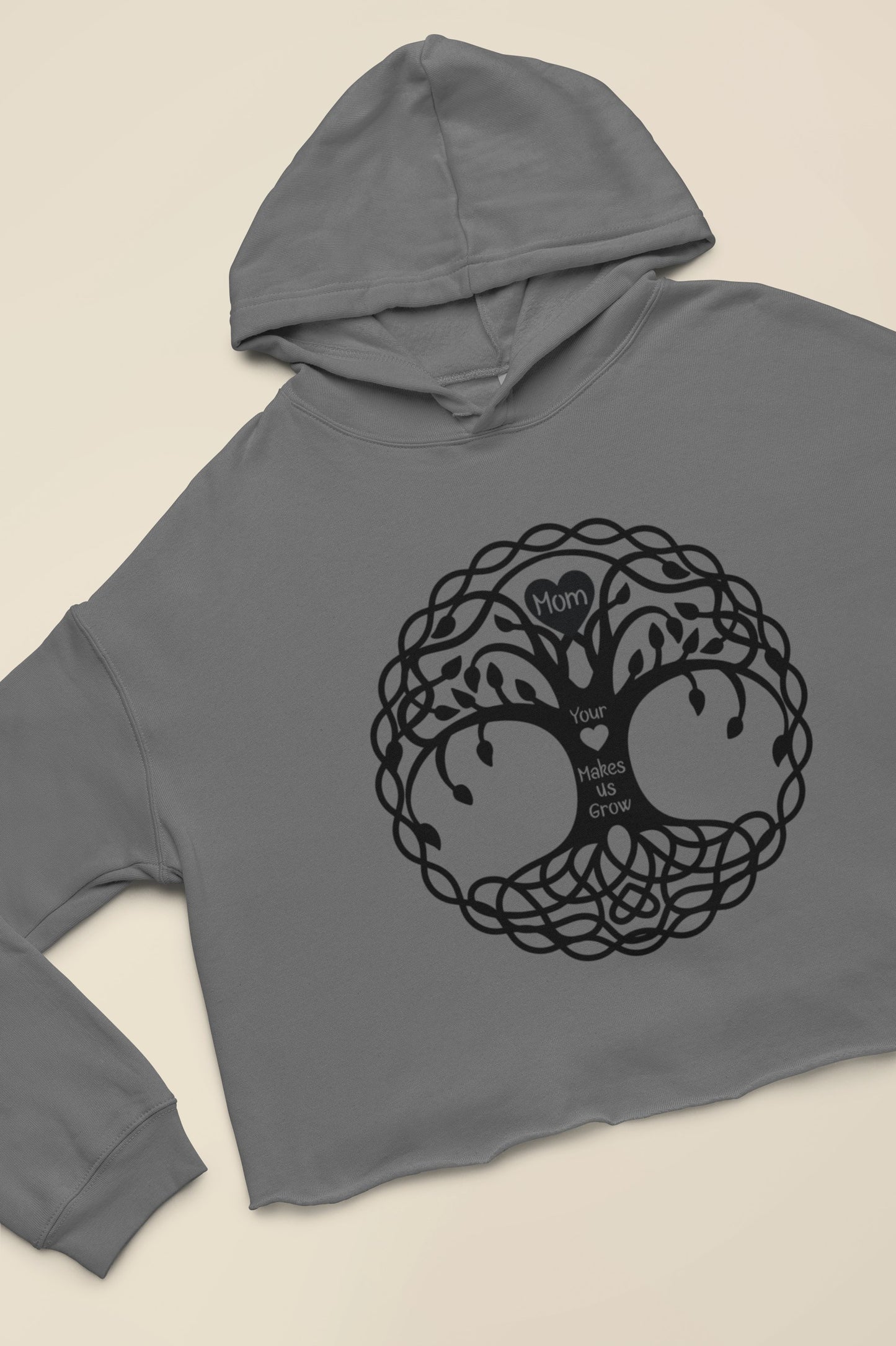 Mom Your Loves Make Us Grow Celtic Tree Women's Crop Fleece Hoodie - Get Deerty