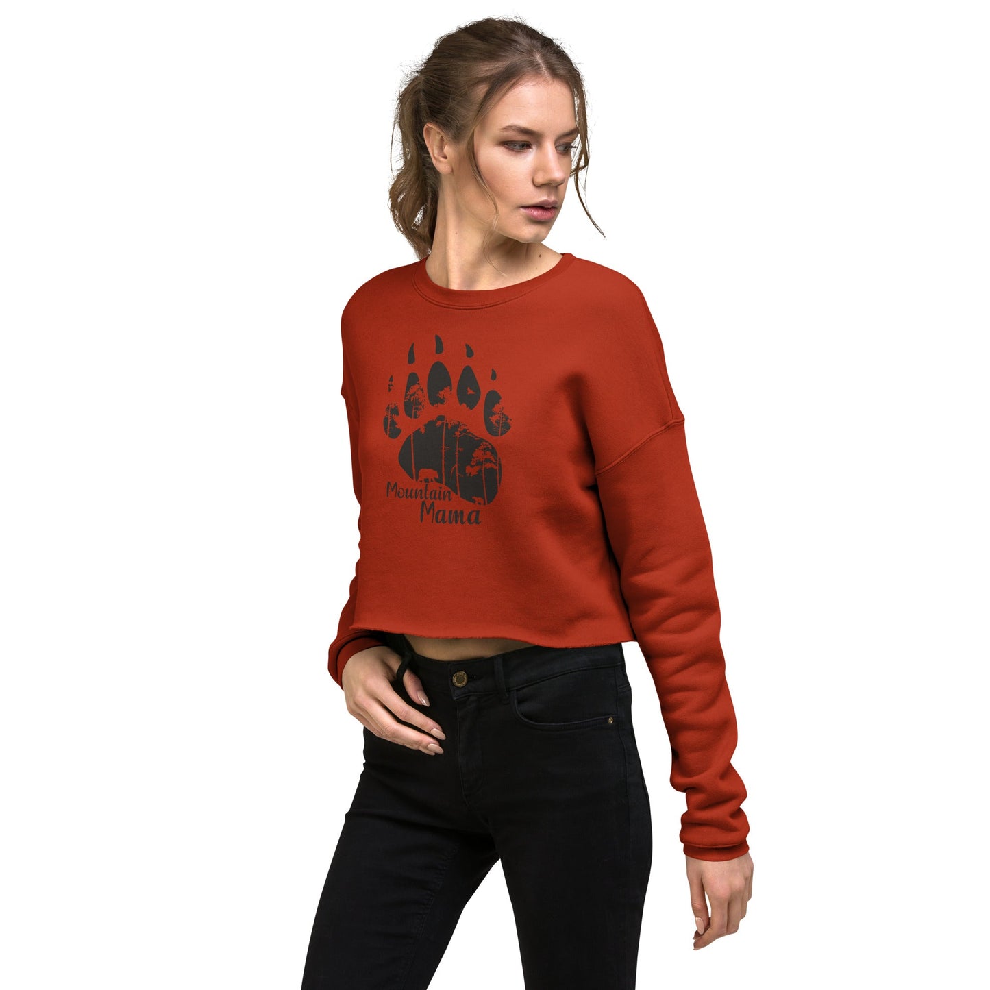 Mountain Mama Bear Paw Crop Sweatshirt - Get Deerty