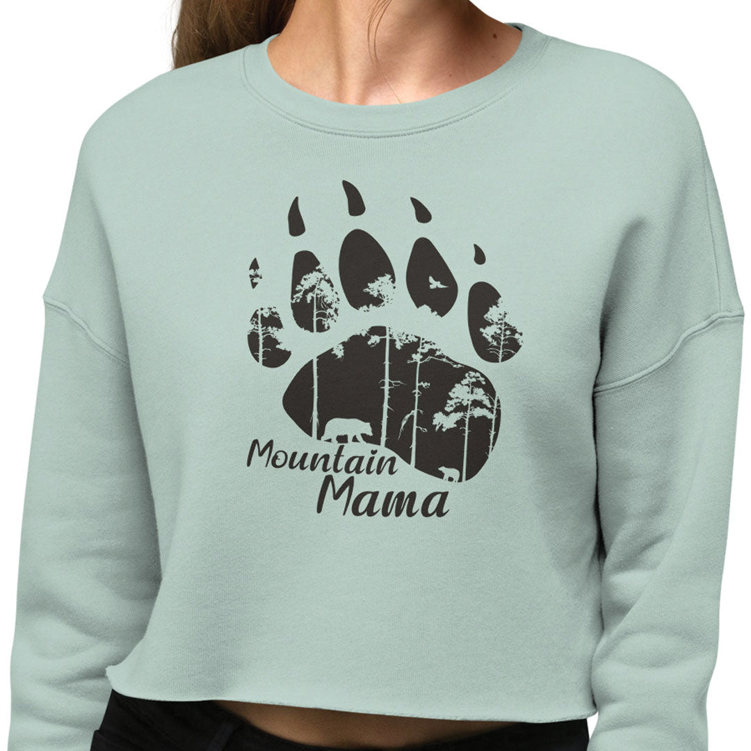 Mountain Mama Bear Paw Crop Sweatshirt - Get Deerty