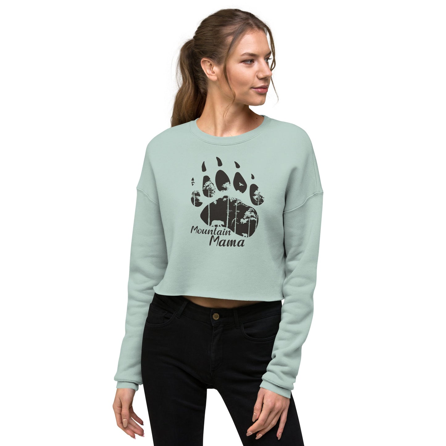 Mountain Mama Bear Paw Crop Sweatshirt - Get Deerty